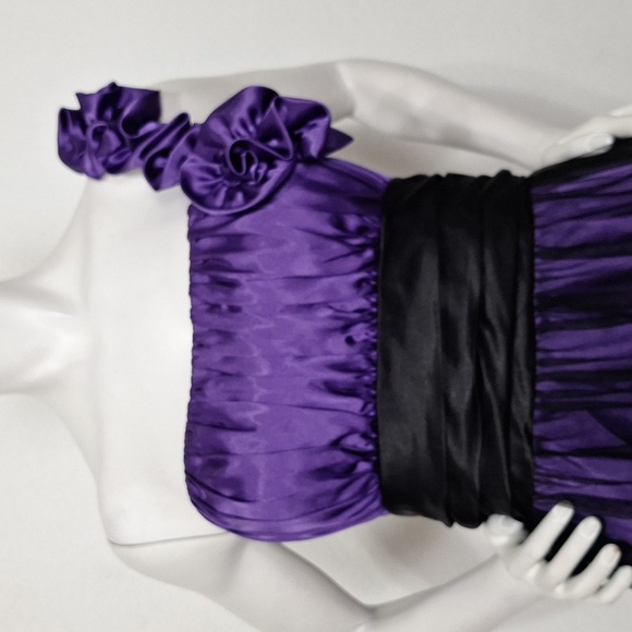 Blondie Nites Purple Silver Whimsigoth Witchy One Shoulder Dress Size 13 - Picture 2 of 15